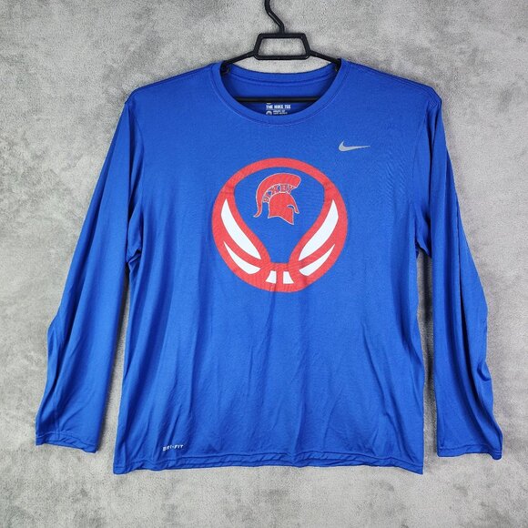Men's Blue The Nike Tee Athletic Cut Shirt Long Sleeve Dri-Fit Spartan Logo XL - Picture 2 of 10